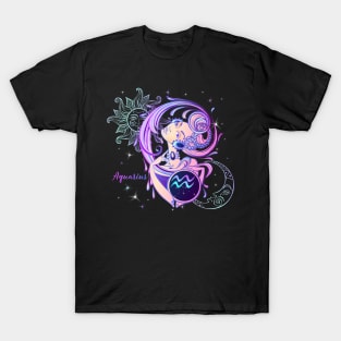 Aquarius Astrology Horoscope Zodiac Sign Illustration T-Shirt